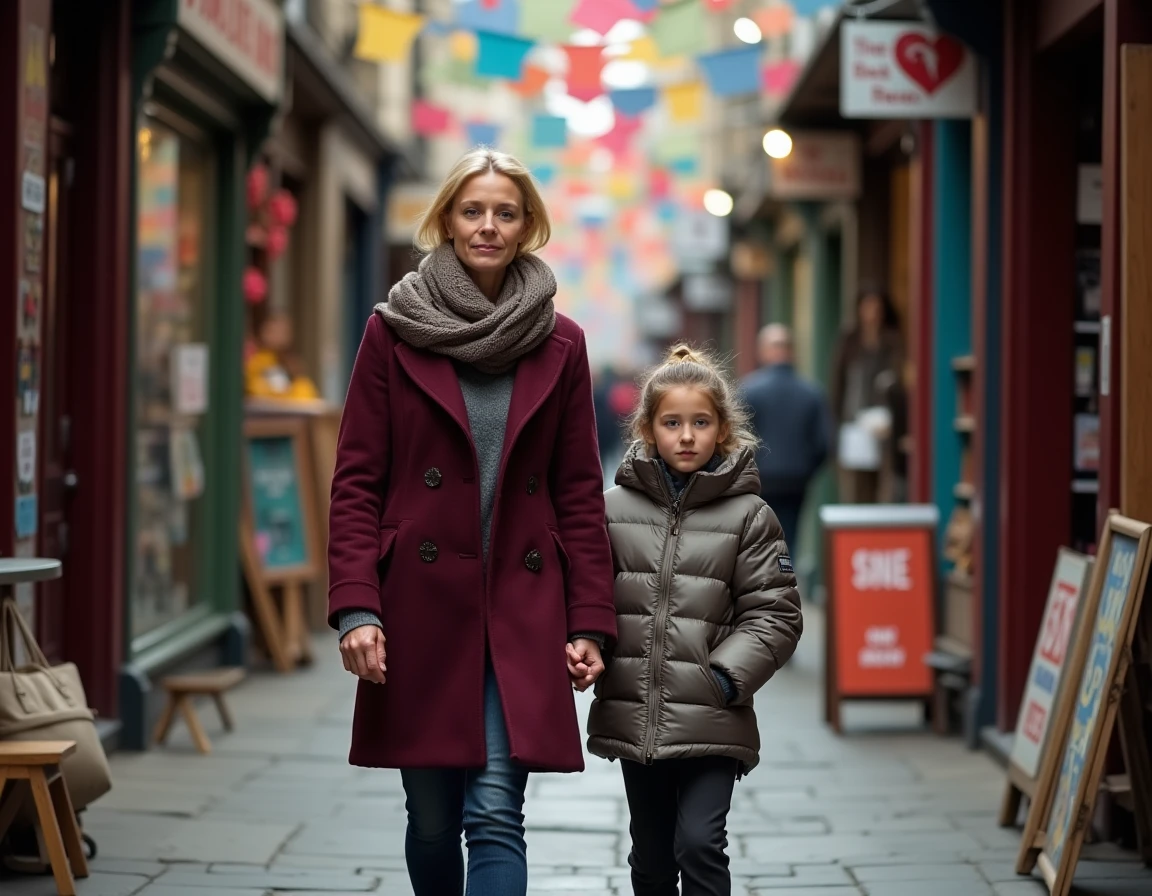 Mère et adolescent se promenant dans le marché de Camden à Londres pendant les vacances scolaires