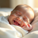 Bébé endormi dans une couverture blanche douce