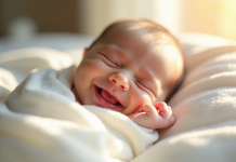 Bébé endormi dans une couverture blanche douce