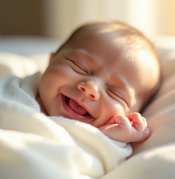 Bébé endormi dans une couverture blanche douce