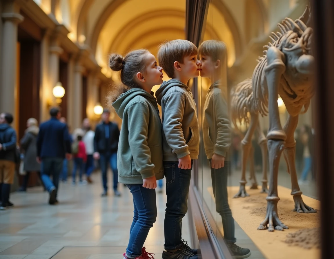 Enfants explorant une exposition au Musée d'Histoire Naturelle de Londres lors des vacances scolaires