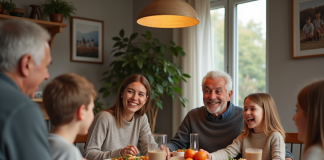 Liens familiaux : pourquoi ils sont importants pour le bien-être et l’équilibre familial Famille multigenerational partageant un repas convivial