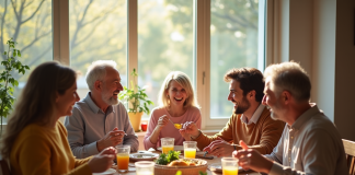 Famille multigenerational partageant un repas convivial