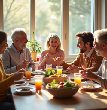 Famille multigenerational partageant un repas convivial