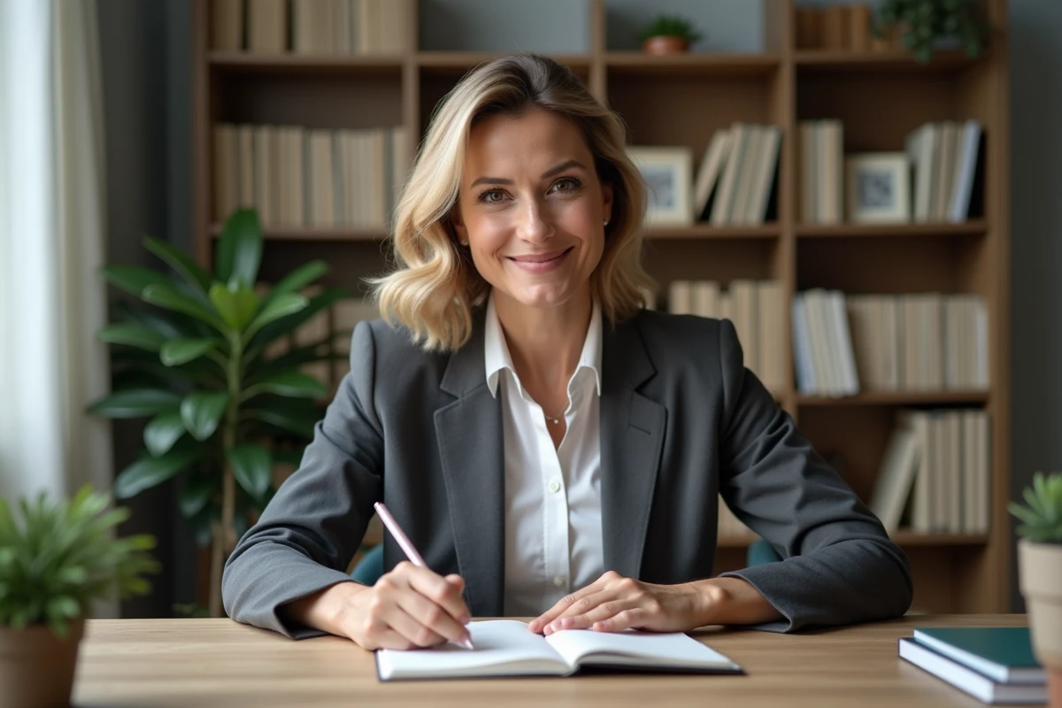 Femme professionnelle protégeant sa vie privée dans un bureau, illustrant les limites à ne pas franchir