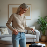 Enlever le stress du voyage : astuces et conseils pratiques pour partir sereinement Femme d'âge moyen préparant sa valise dans un salon cosy