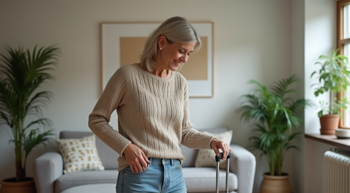 Enlever le stress du voyage : astuces et conseils pratiques pour partir sereinement Femme d'âge moyen préparant sa valise dans un salon cosy