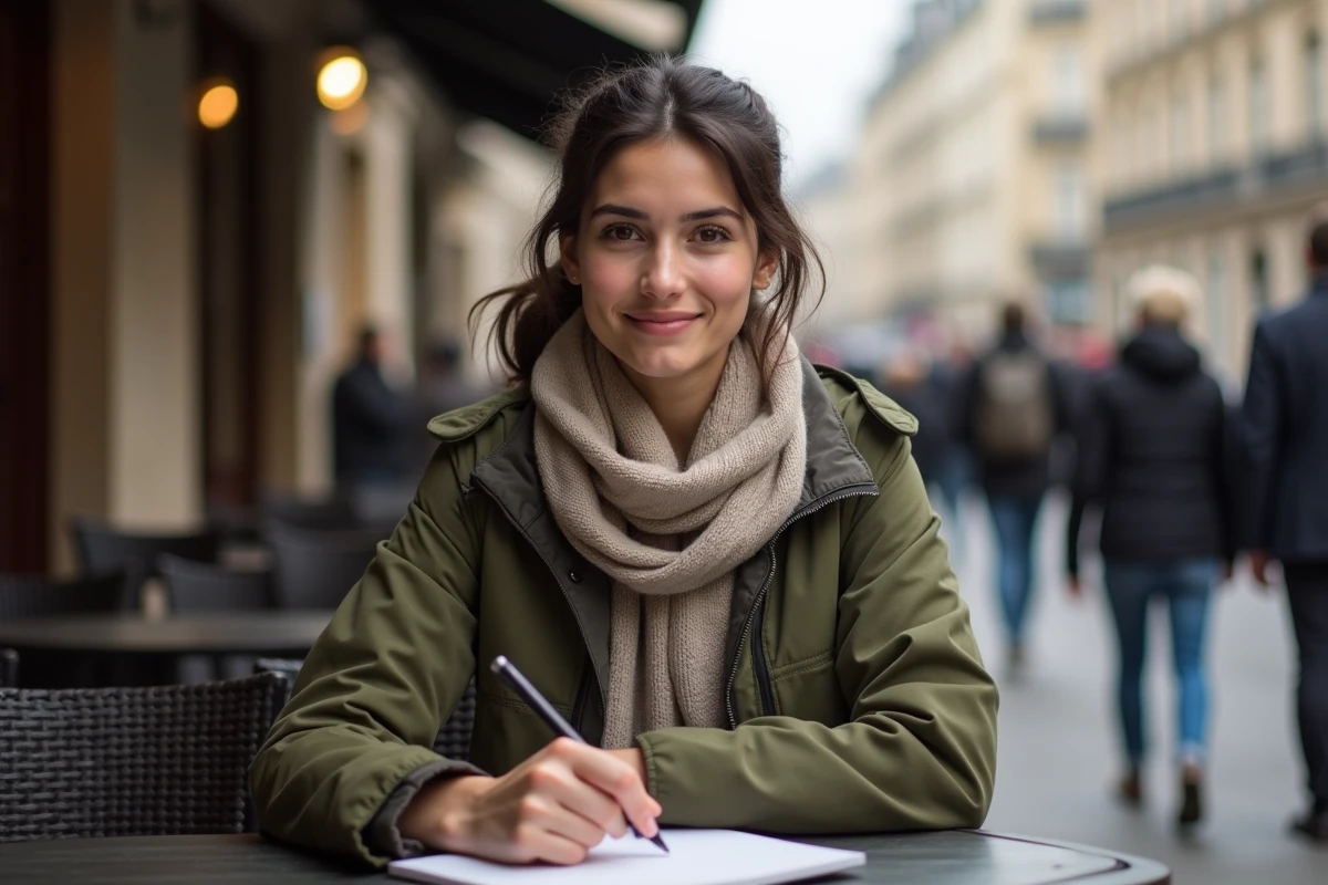 Jeune activiste dans un café parisien